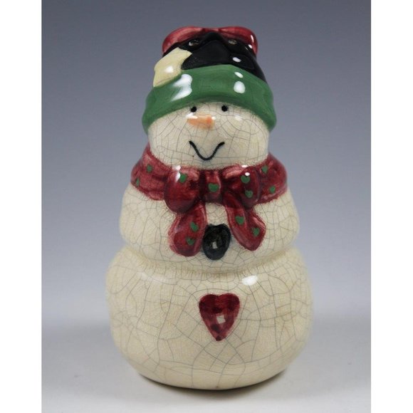 VIGOR Crackle Glaze Snowman Pepper Shaker Christmas Holiday EUC - Picture 1 of 6